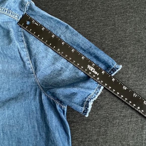 Calvin Klein Jeans Short Sleeve Chambray Zip Mini Dress Size Large - Picture 13 of 14